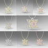 Three Star Of David Diamond Pendant Necklace