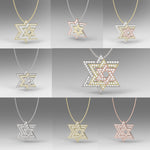 Three Star Of David Diamond Pendant Necklace