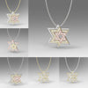 Three Star Of David Diamond Pendant Necklace