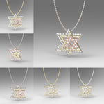 Three Star Of David Diamond Pendant Necklace