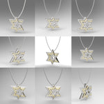 Three Star Of David Diamond Pendant Necklace