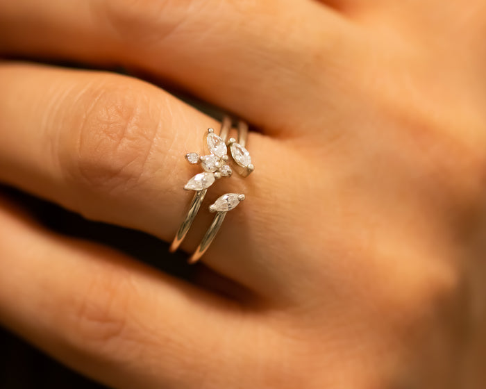 Marquise Diamond Cluster Ring Set