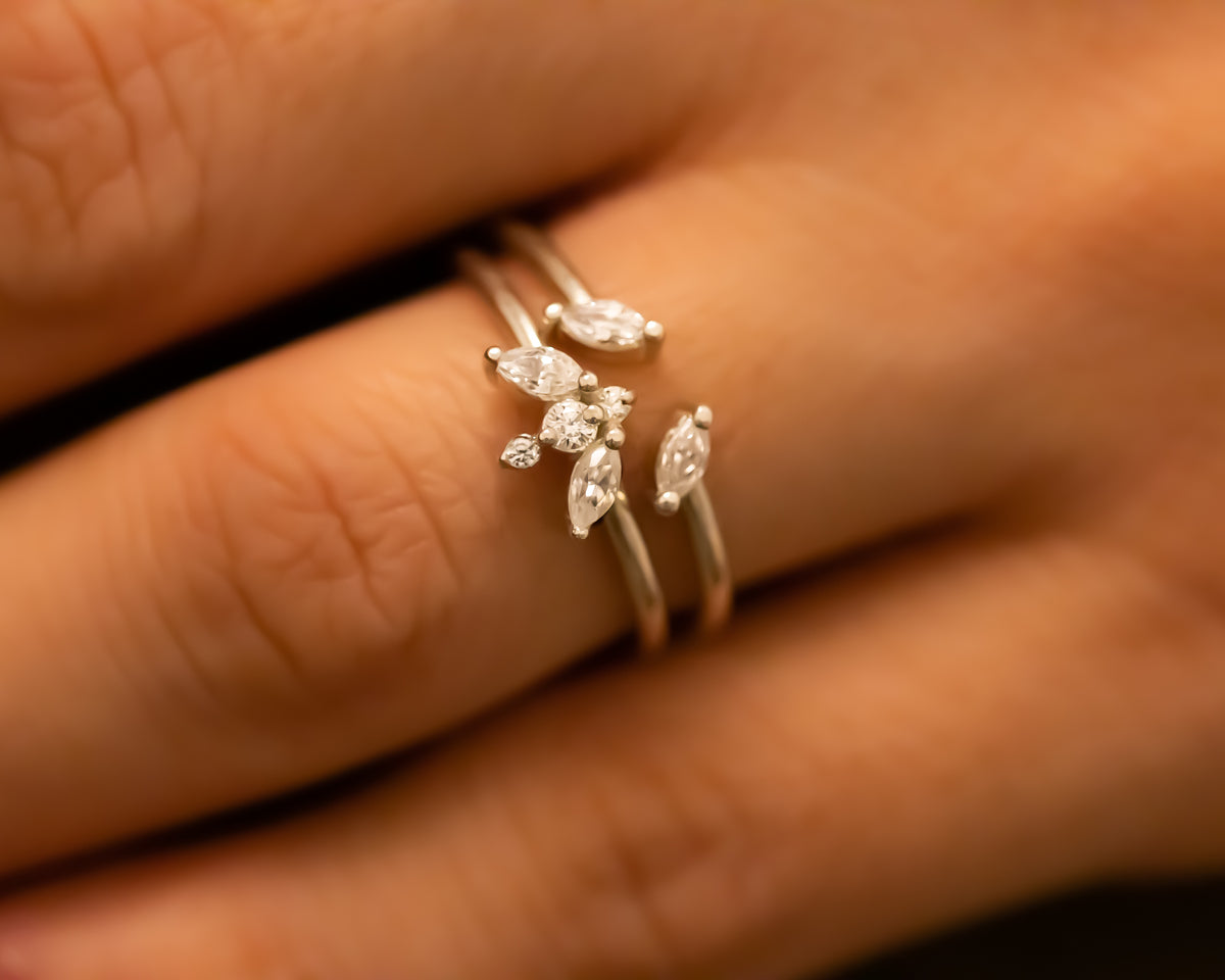 Marquise Diamond Cluster Ring Set