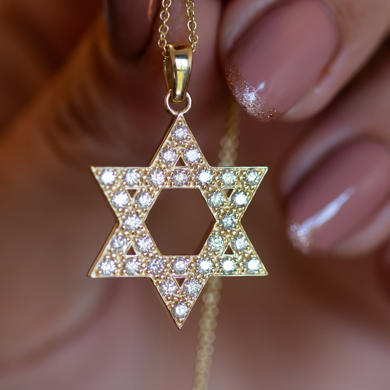 Big Diamond Star of David Pendant Necklace