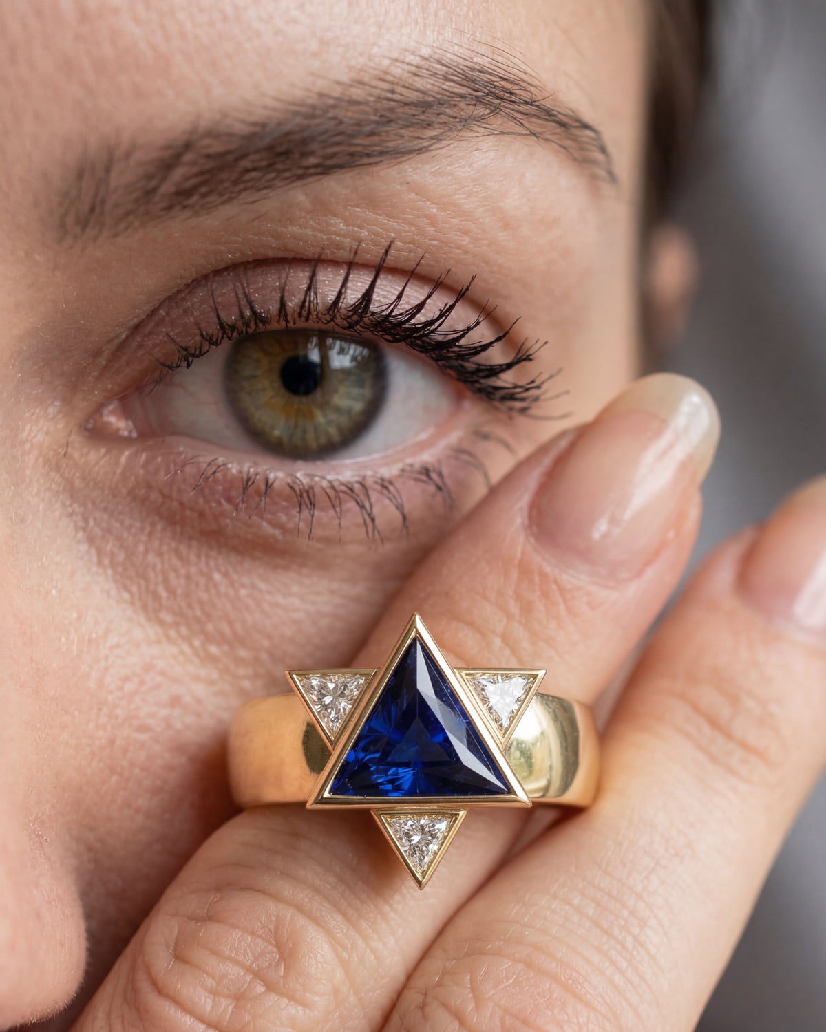 Keter Star Ring | Blue Sapphire & Diamond Star of David Ring