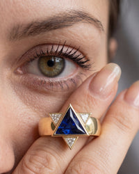 Keter Star Ring | Blue Sapphire & Diamond Star of David Ring