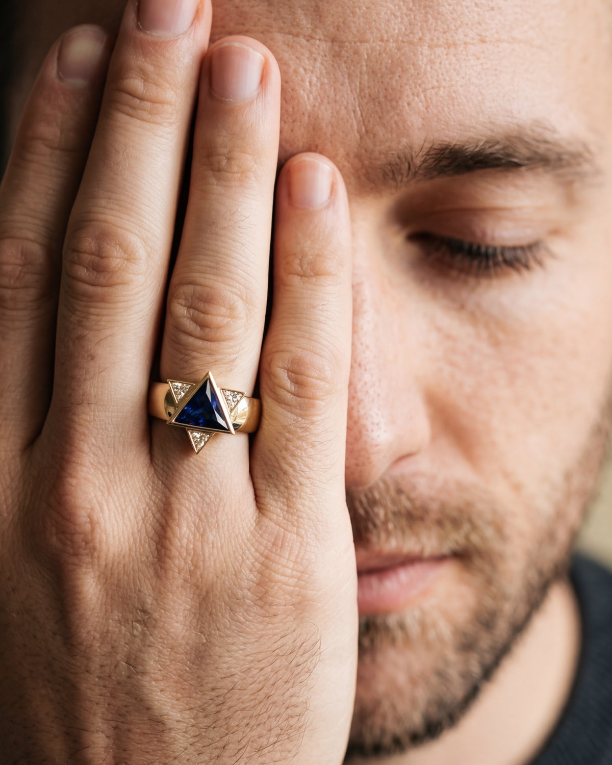 Keter Star Ring | Blue Sapphire & Diamond Star of David Ring