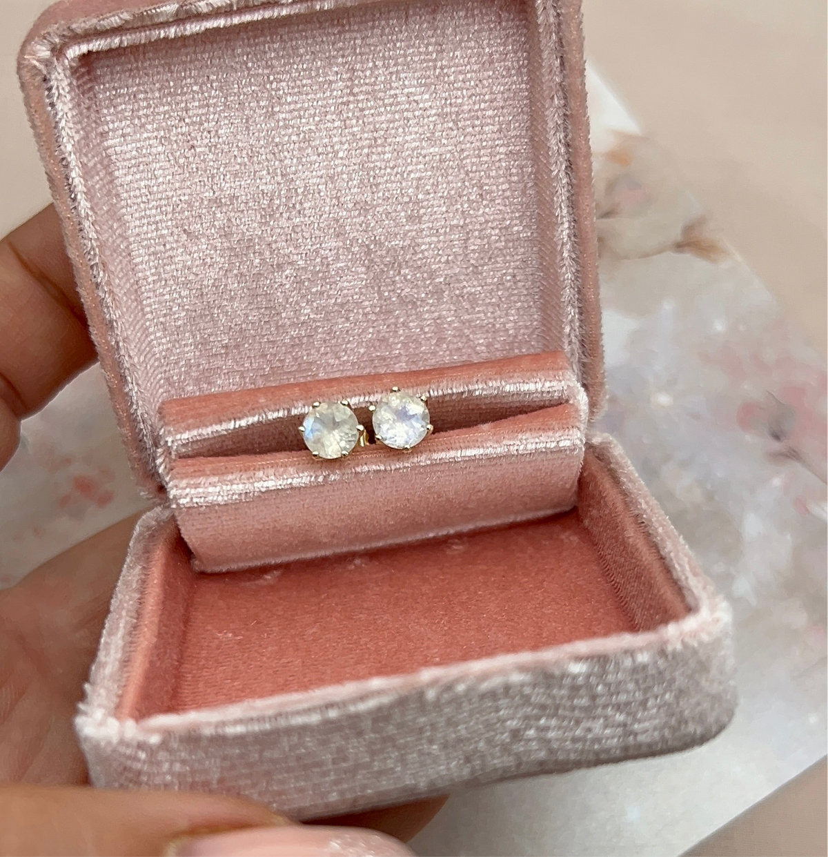Moonstone Stud Earrings | 6 mm