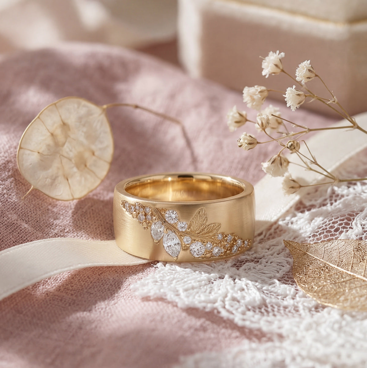 Radiant Vine Diamond Band