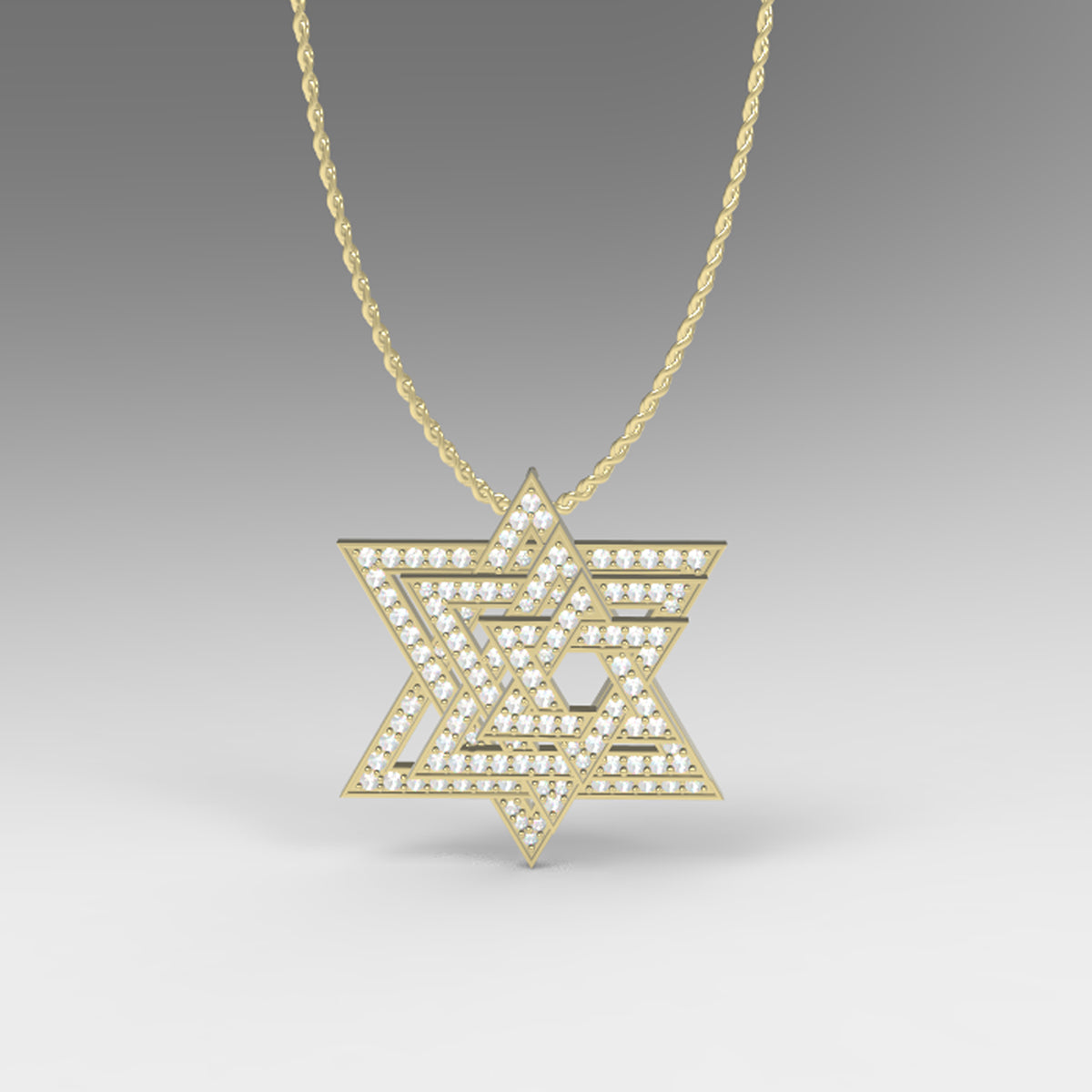 Three Star Of David Diamond Pendant Necklace