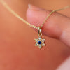 Magen David Charm Necklace with Blue Sapphire and Diamonds