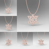 Three Star Of David Diamond Pendant Necklace