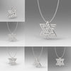 Three Star Of David Diamond Pendant Necklace