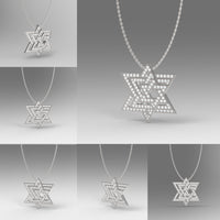 Three Star Of David Diamond Pendant Necklace