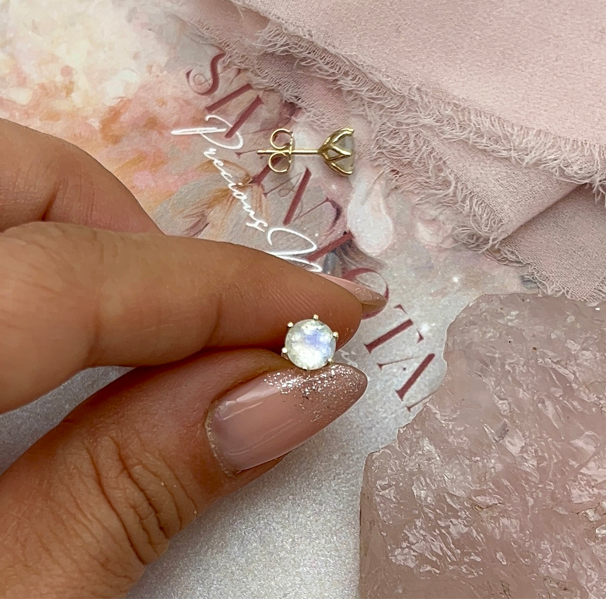 Moonstone Stud Earrings | 6 mm
