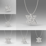 Three Star Of David Diamond Pendant Necklace