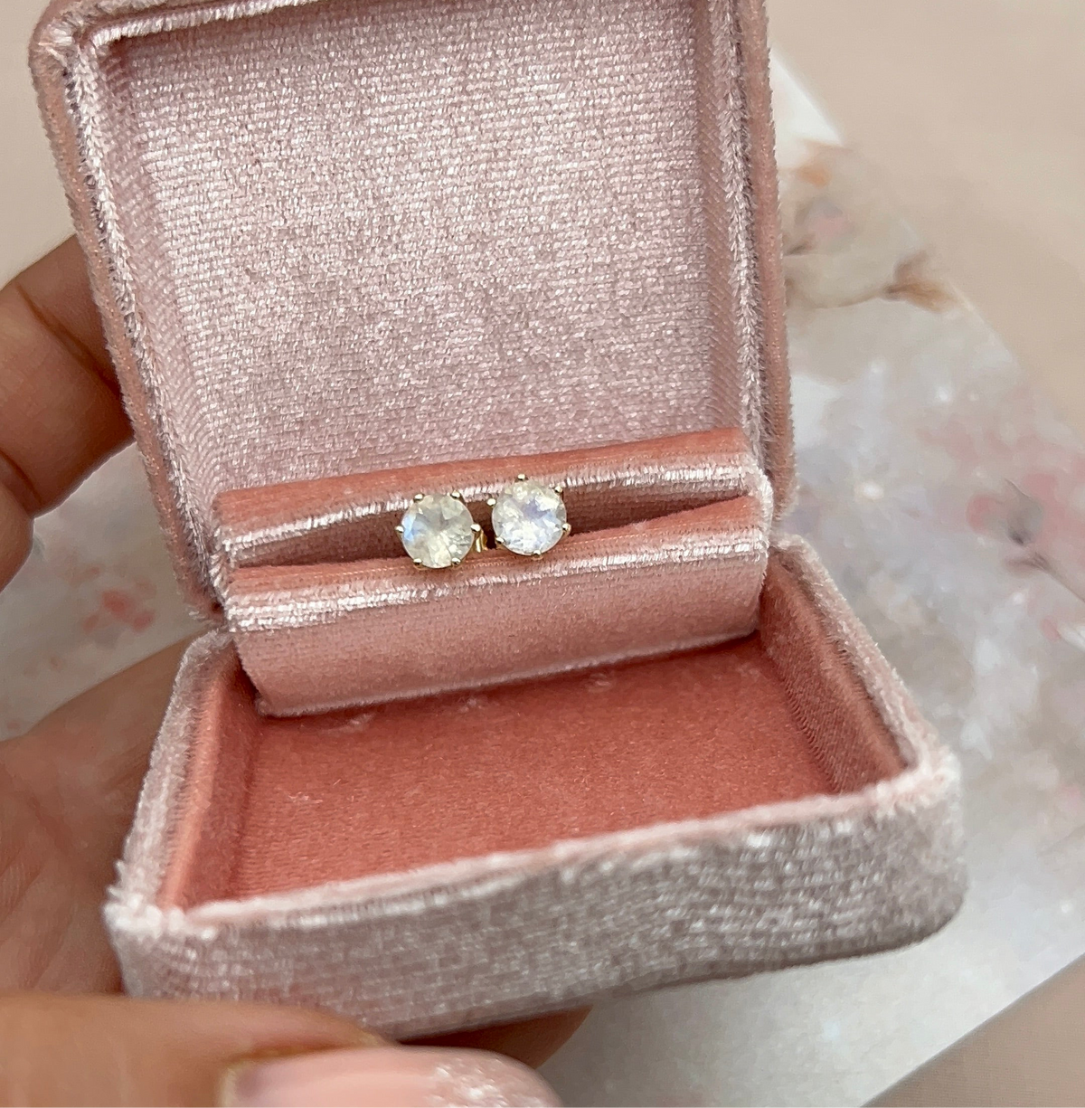 Moonstone Stud Earrings | 6 mm