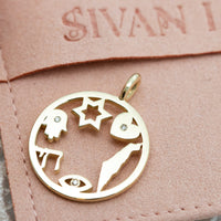 Israeli Symbols Amulet Diamond Pendant Necklace ©