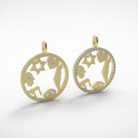 Israeli Symbols Amulet Diamond Pendant Necklace ©