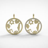 Israeli Symbols Amulet Diamond Pendant Necklace ©