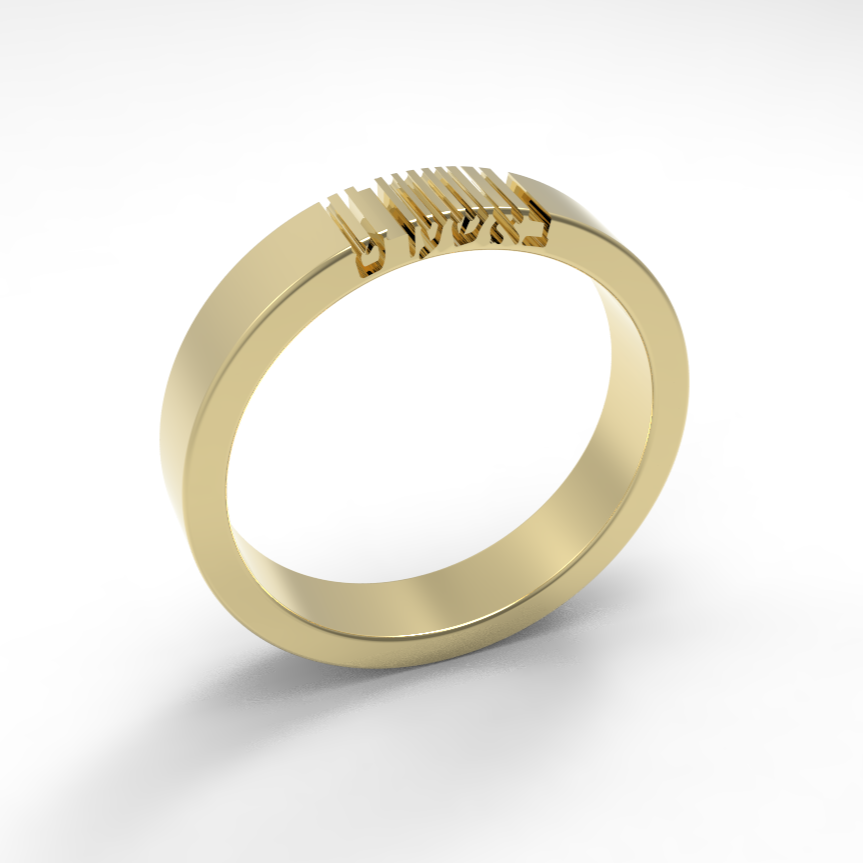 BASHERT Gold Ring - 14K Gold band, Hebrew Word, Jewish Jewelry, Jewish Wedding Gift, Symbolic Unique Gold ring, Secret engraving באשערט