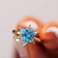 Blue & White Star of David Gemstone Ring