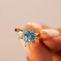 Blue & White Star of David Gemstone Ring