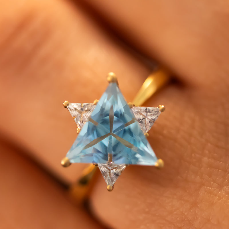 Blue & White Star of David Gemstone Ring