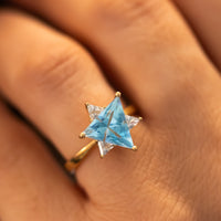 Blue & White Star of David Gemstone Ring