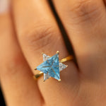 Blue & White Star of David Gemstone Ring