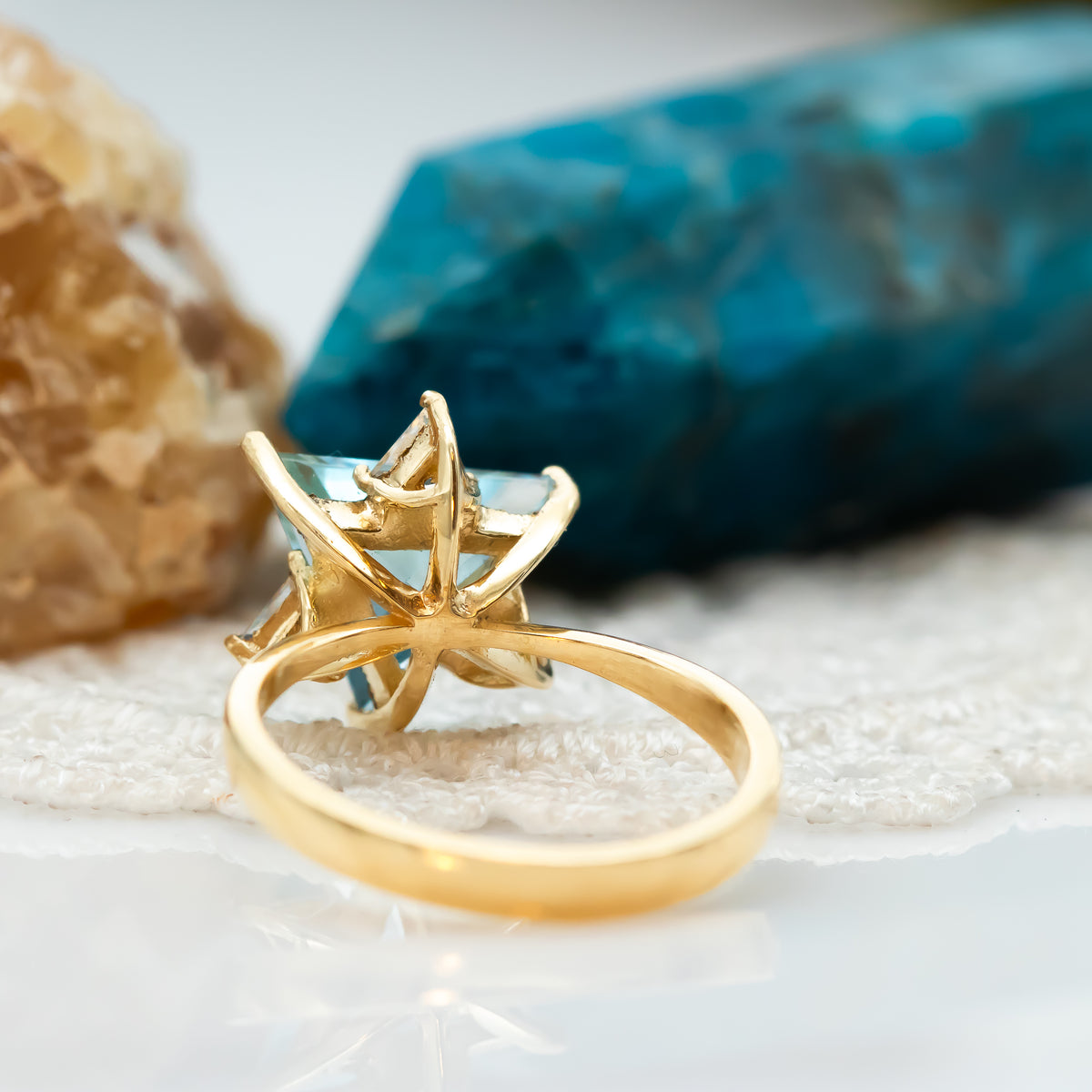 Blue & White Star of David Gemstone Ring