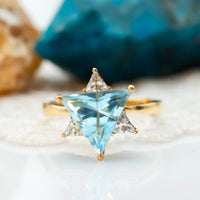 Blue & White Star of David Gemstone Ring
