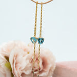 Blue Topaz Heart Chain Earrings