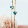 Blue Topaz Heart Chain Earrings