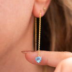 Blue Topaz Heart Chain Earrings