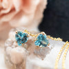 Blue Topaz Heart Chain Earrings