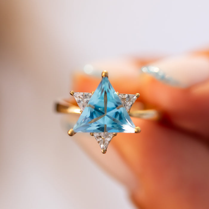 Blue & White Star of David Gemstone Ring