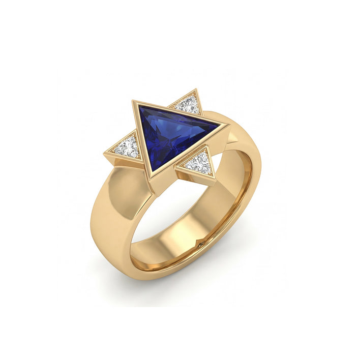 Keter Star Ring | Blue Sapphire & Diamond Star of David Ring