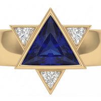 Keter Star Ring | Blue Sapphire & Diamond Star of David Ring