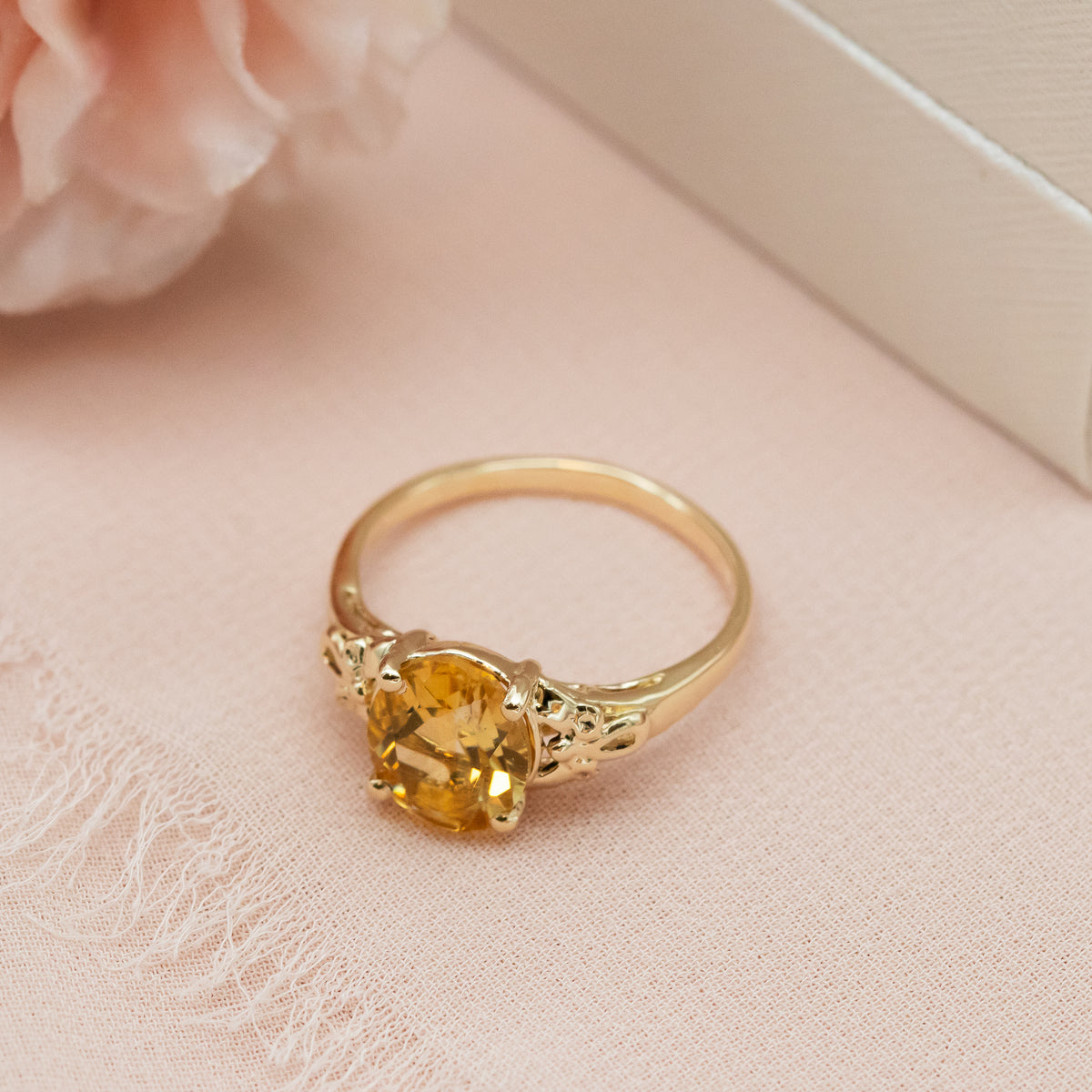 Vintage Inspired Citrine Gold Ring