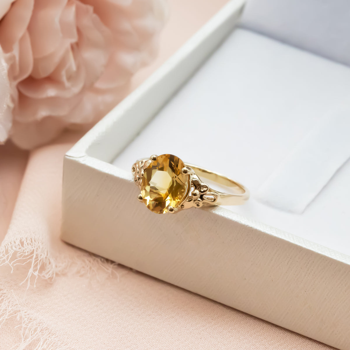 Vintage Inspired Citrine Gold Ring
