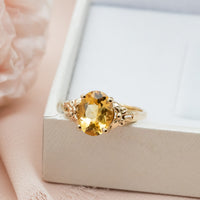 Vintage Inspired Citrine Gold Ring