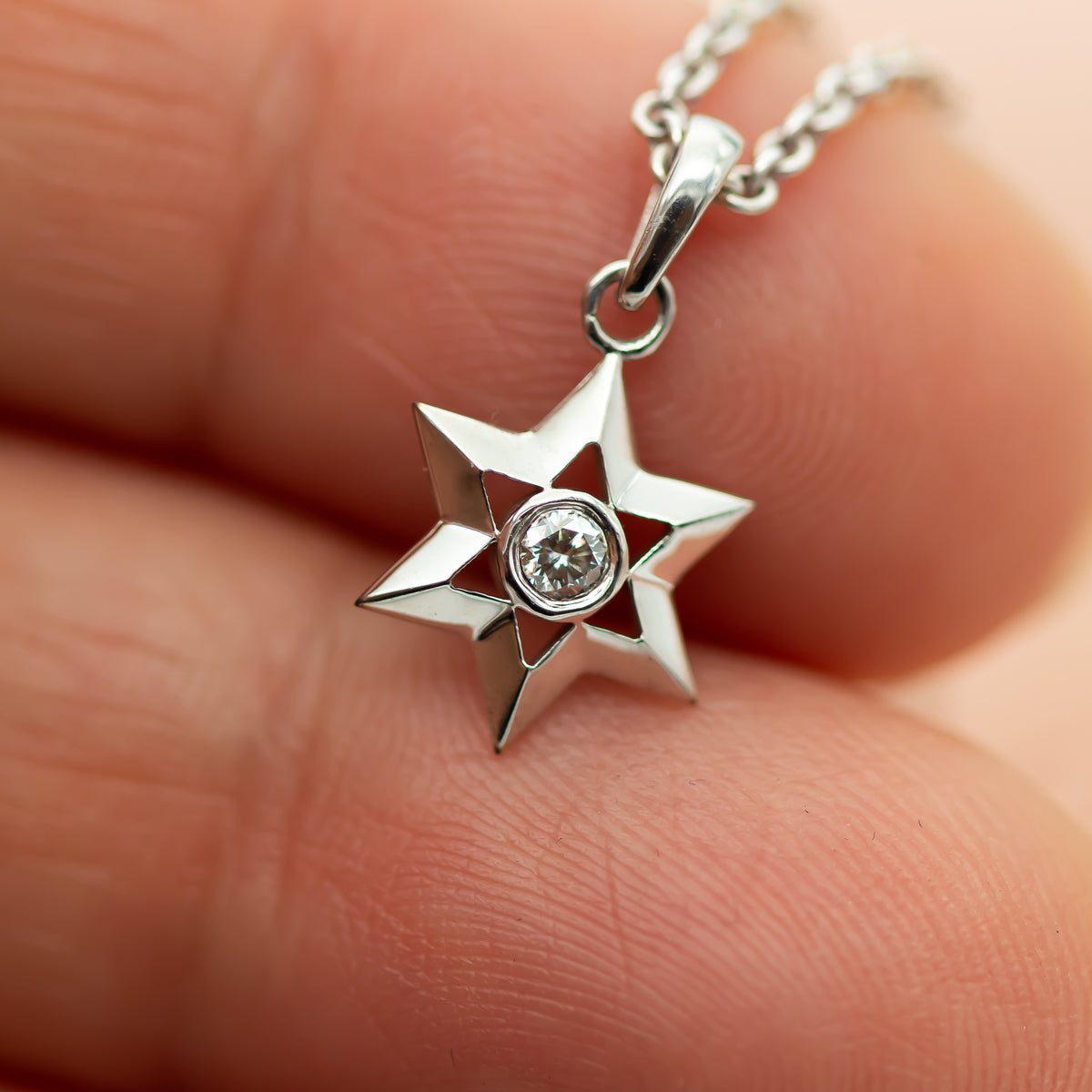 Star of David Diamond Pendant Necklace
