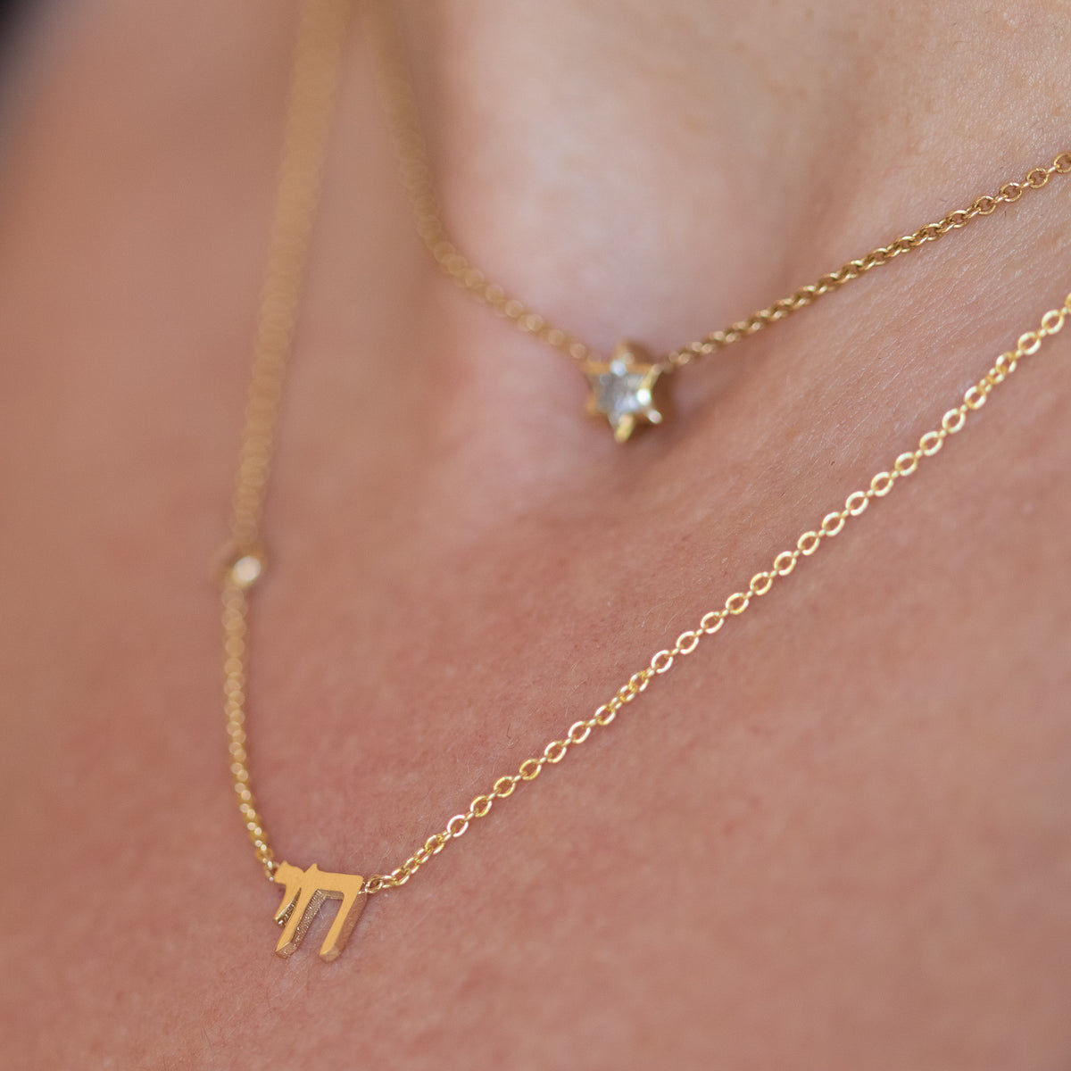 Chai Necklace with Red Garnet