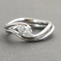 Curved Marquise cut Diamond Ring set, marquise diamond wedding ring set, diamond bridal ring set