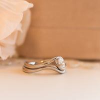Curved Marquise cut Diamond Ring set, marquise diamod wedding ring set, diamond bridal ring set 