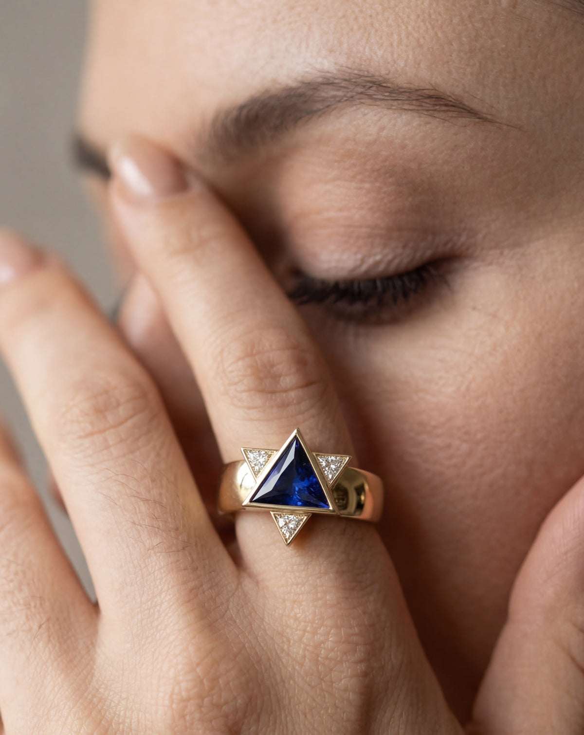 Keter Star Ring | Blue Sapphire & Diamond Star of David Ring