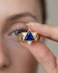 Keter Star Ring | Blue Sapphire & Diamond Star of David Ring