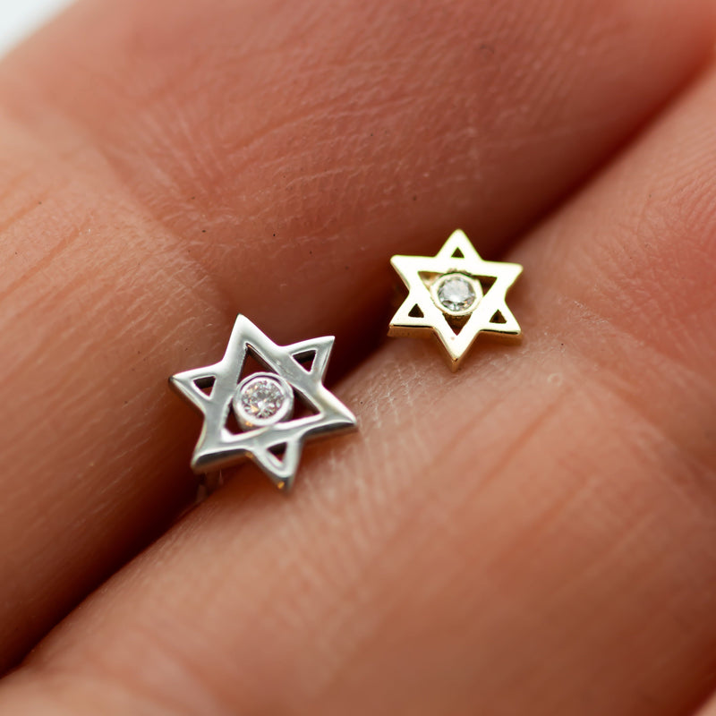 Star of David Diamond Stud Earrings | Magen David Jewelry