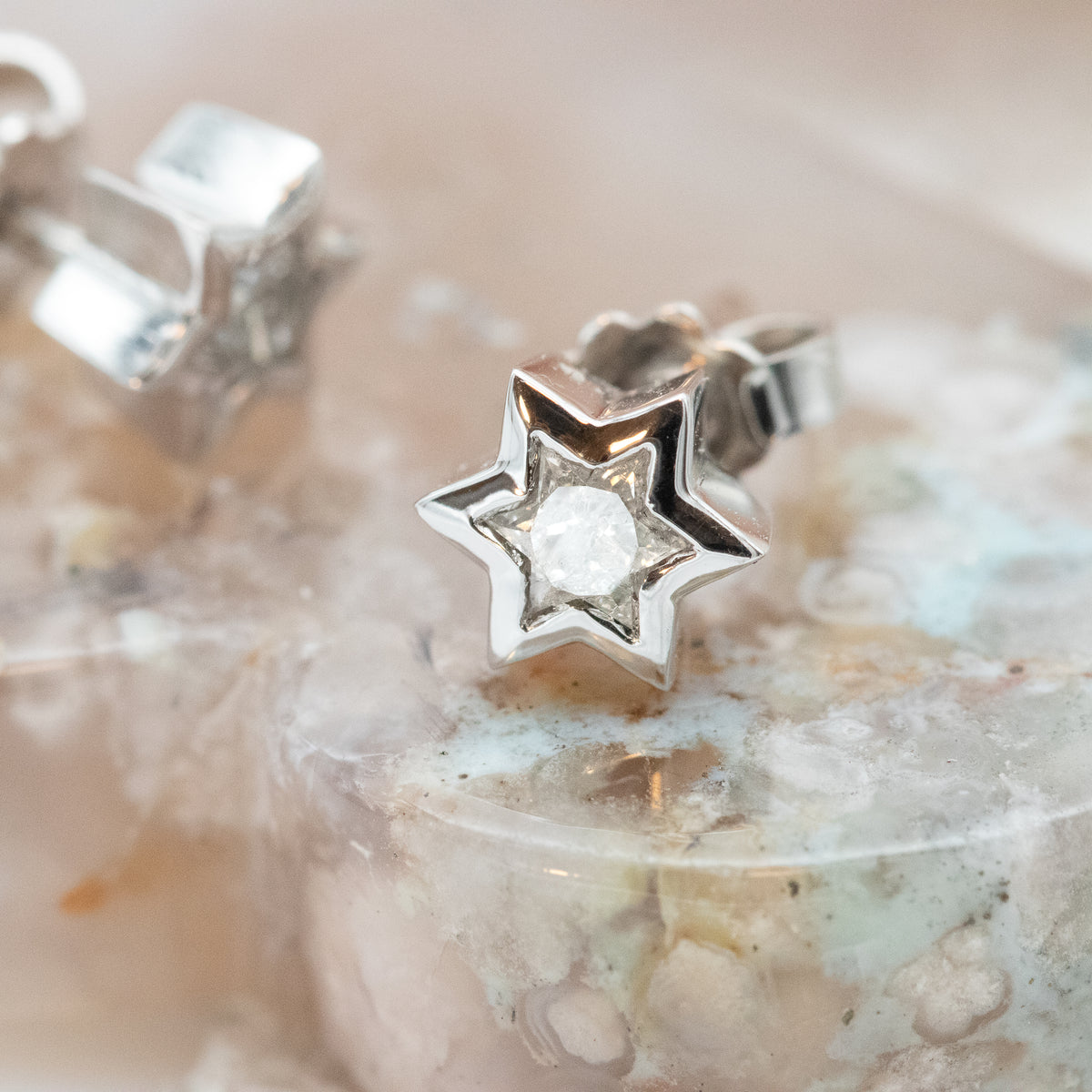 Star of David Diamond Cut Stud Earrings ©